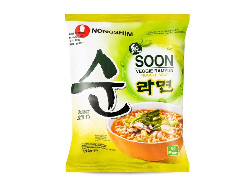 Nongshim Soon Veggie vegan ramyun noodles, UK version