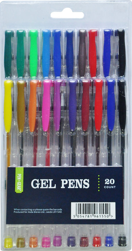 Pen & Gear Gel Pens 20Pk Office Supplies ASDA   