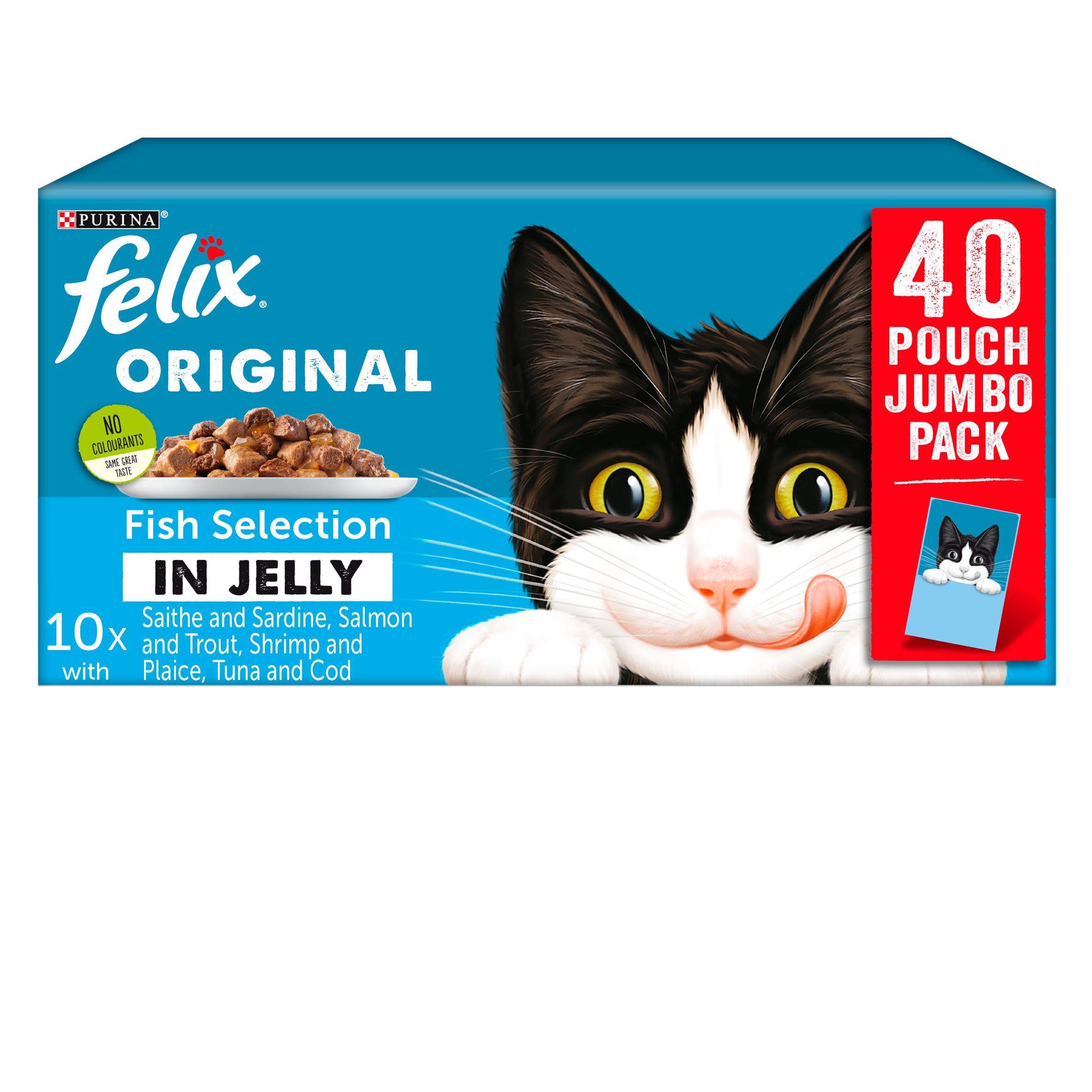 Felix Fish Selection In Jelly Wet Cat Food 40x100g GOODS Sainsburys   