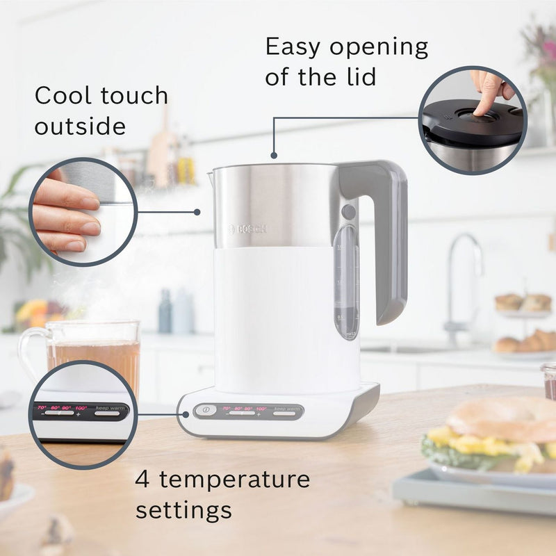 Bosch Styline white variable temperature kettle 1.5L (British brand)