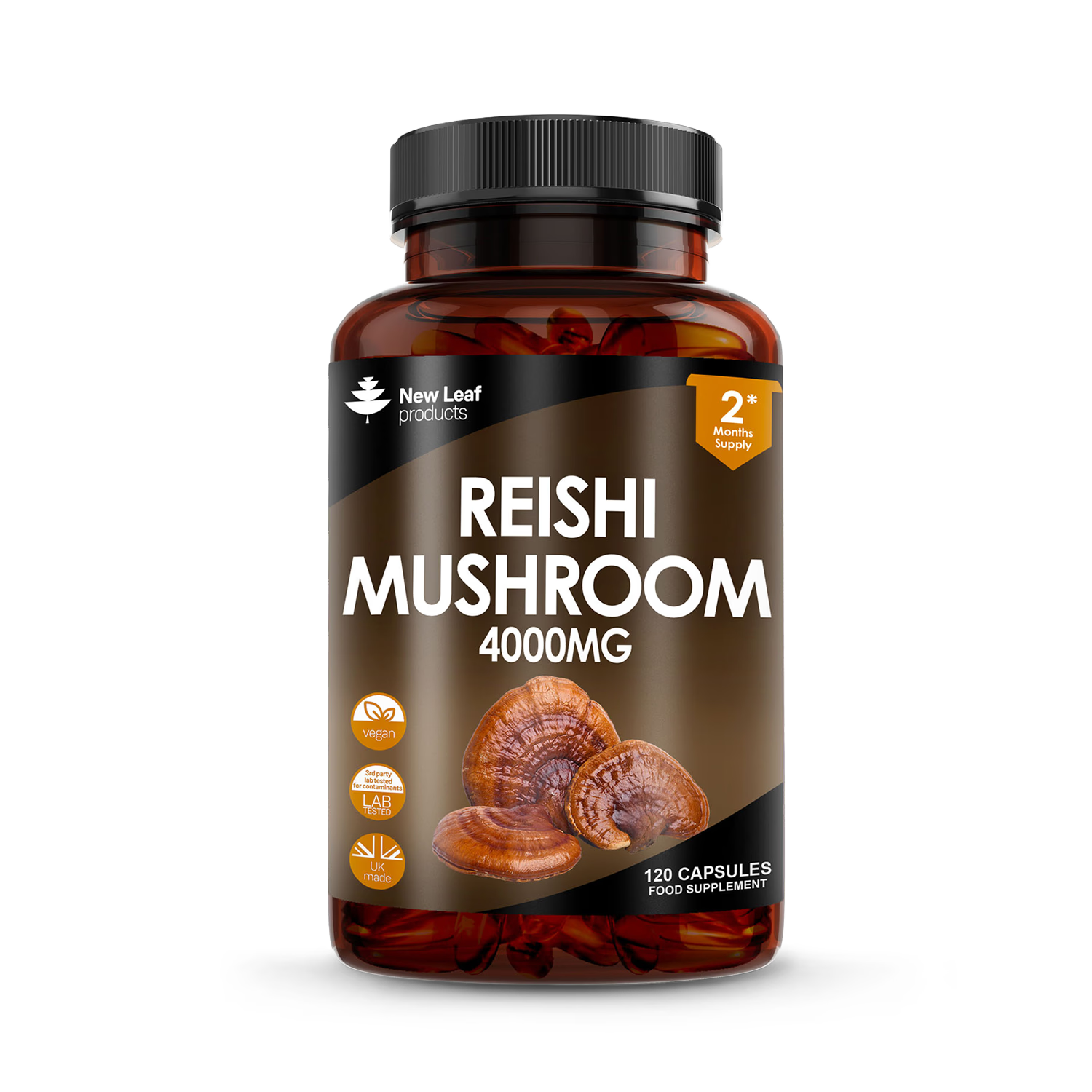 New Leaf Reishi Mushroom Capsules 120 capsules, imported from the UK