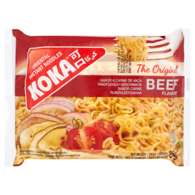 Koka beef flavour oriental instant noodles 85g, imported from the UK