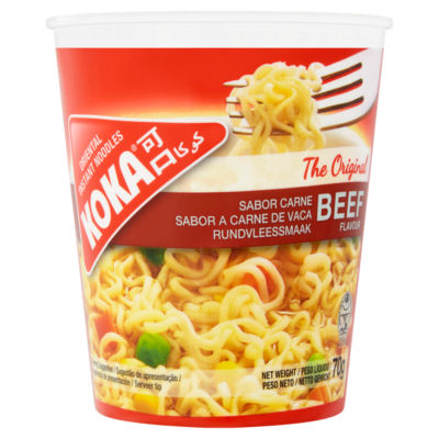 Koka instant noodles beef flavour oriental 70g, imported from the UK