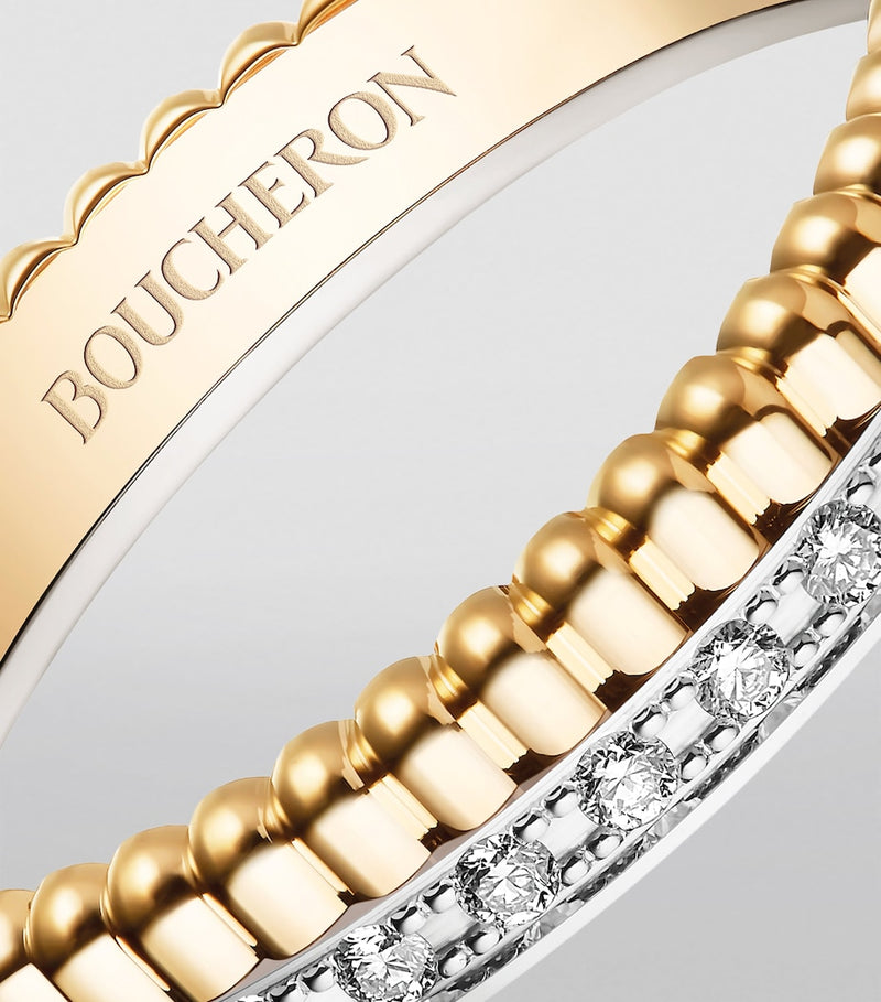 Boucheron Quatre Radiant wedding band with 33 diamonds, imported from the UK