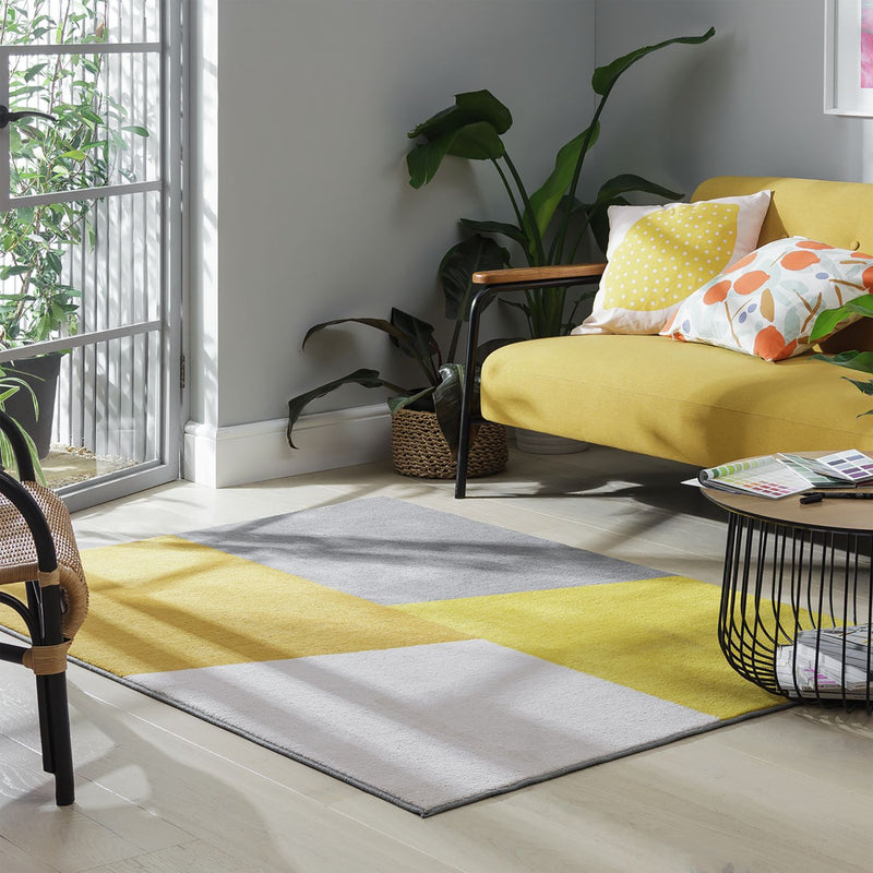 Argos Home Geometric Block Mustard  Rug - 160x230cm