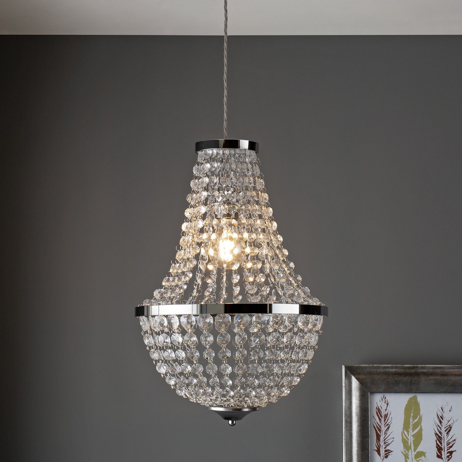 Argos Home chandelier pendant shade chrome 44cm - British product