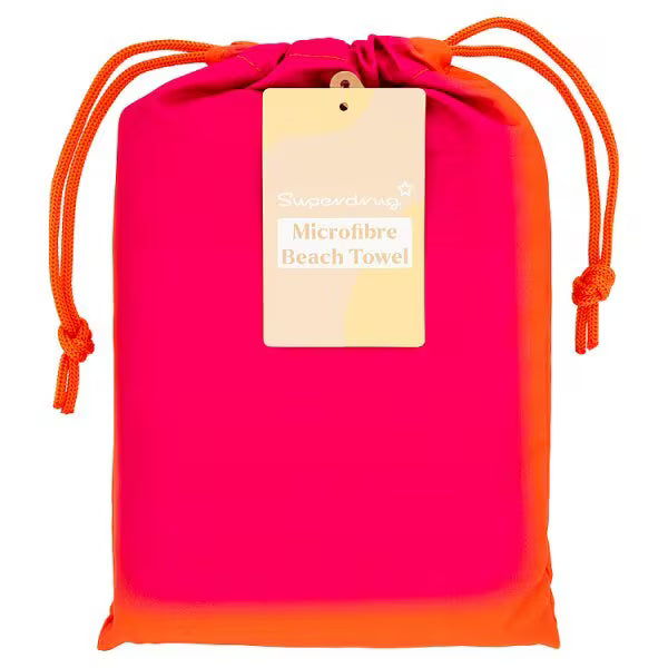 Superdrug ombre microfibre beach towel with storage pouch (British brand)