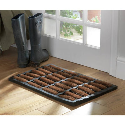 Argos Argos Home Bootscraper Black & Brown Short Pile Doormat 61x41cm- Buy online at McGrocer