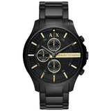Armani Exchange black steel watch gold-tone accents UK version