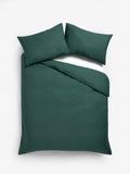 Green dark cotton rich plain duvet cover and pillowcase set, UK version
