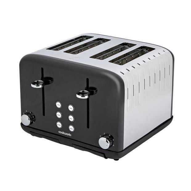 Cookworks Pyramid 4 Slice Toaster in Black, imported from the UK
