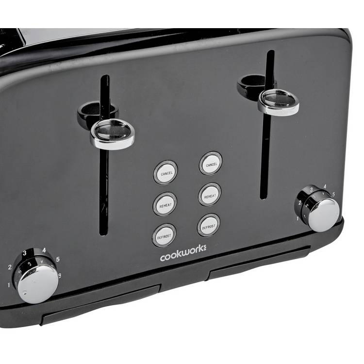 Cookworks Pyramid 4 Slice Toaster in Black, imported from the UK