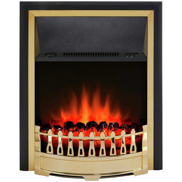 Glen Crofton 2kW classic brass inset electric fire, imported from the UK