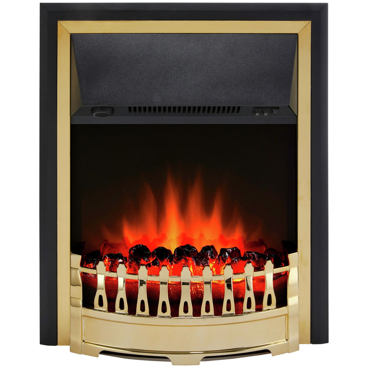 Glen Crofton 2kW classic brass inset electric fire, imported from the UK