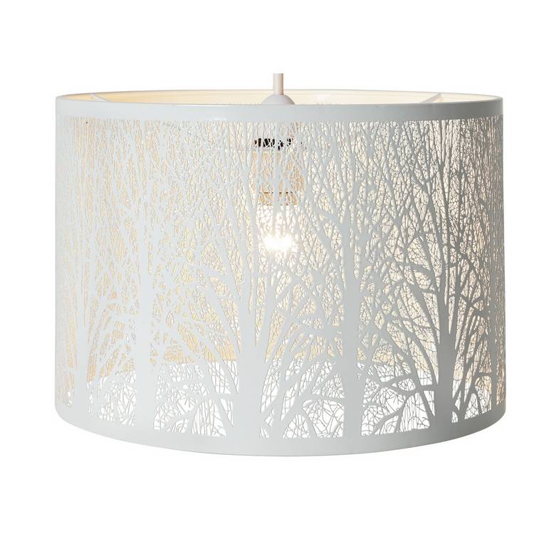 Argos Home white metal cutout trees lampshade 30cm (British brand)