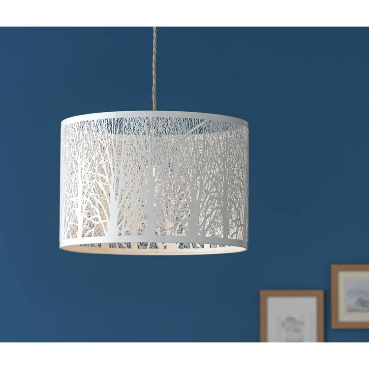 Argos Home white metal cutout trees lampshade 30cm (British brand)
