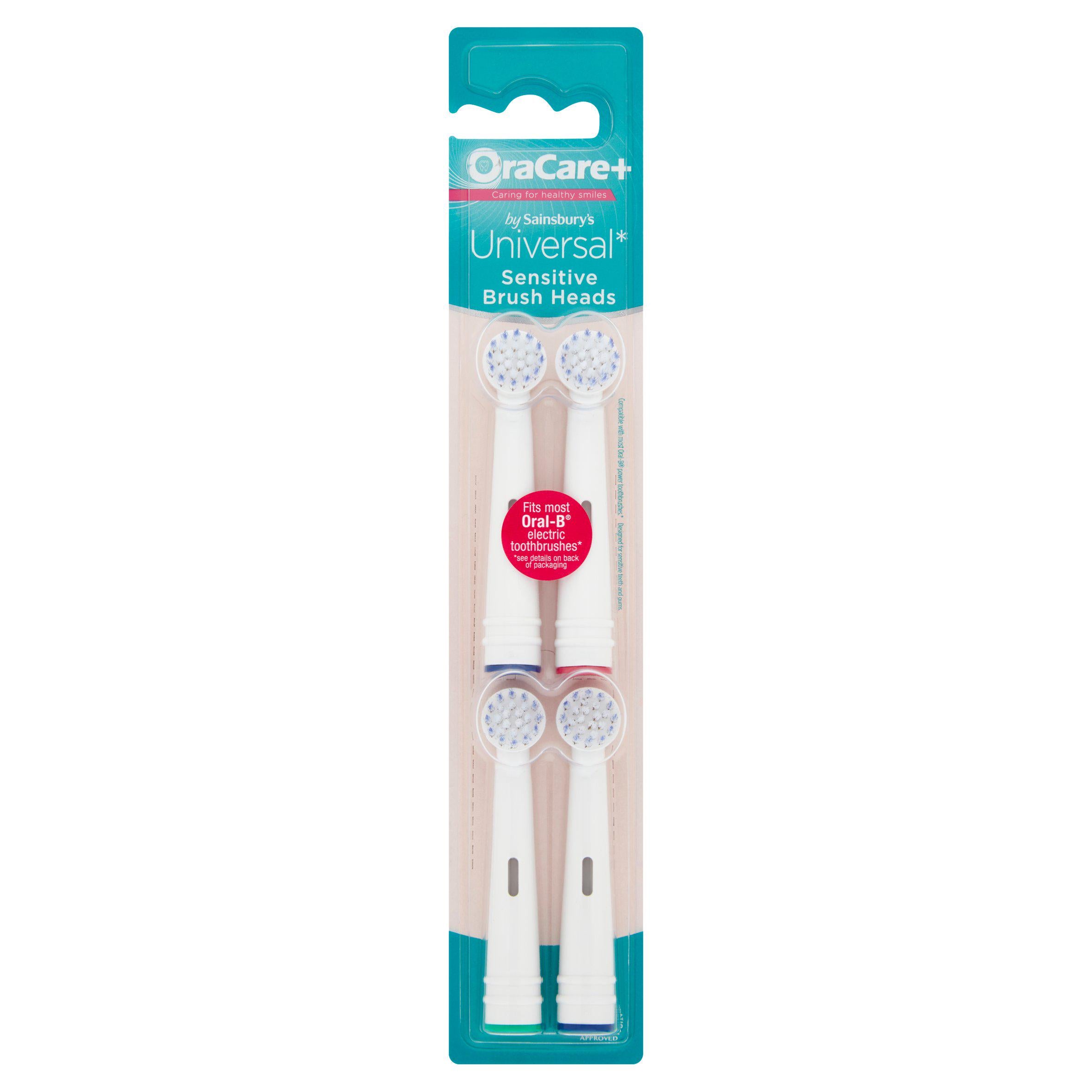 Sainsbury's OraCare+ Universal Sensitive Brush Heads x4 electric & battery toothbrushes Sainsburys   