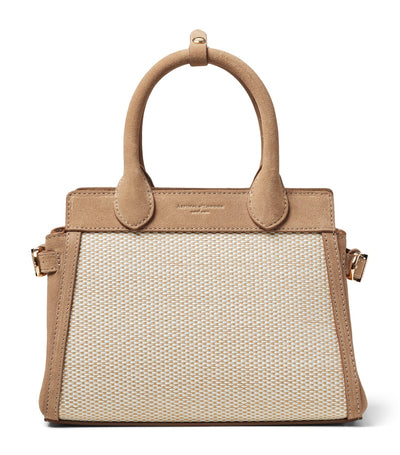 Harrods Aspinal of London Mini Raffia-Suede Savannah Top-Handle Bag- Buy online at McGrocer