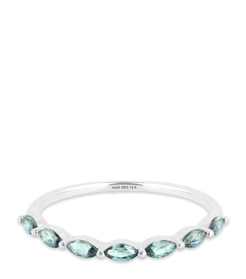 Astrid & Miyu white gold alexandrite marquise ring size H (British brand)
