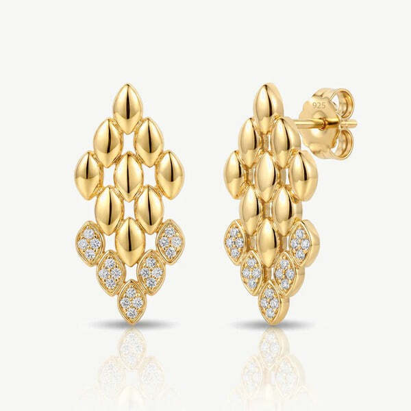 MUCHV gold drop earrings cubic zirconia 2.2cm - British product