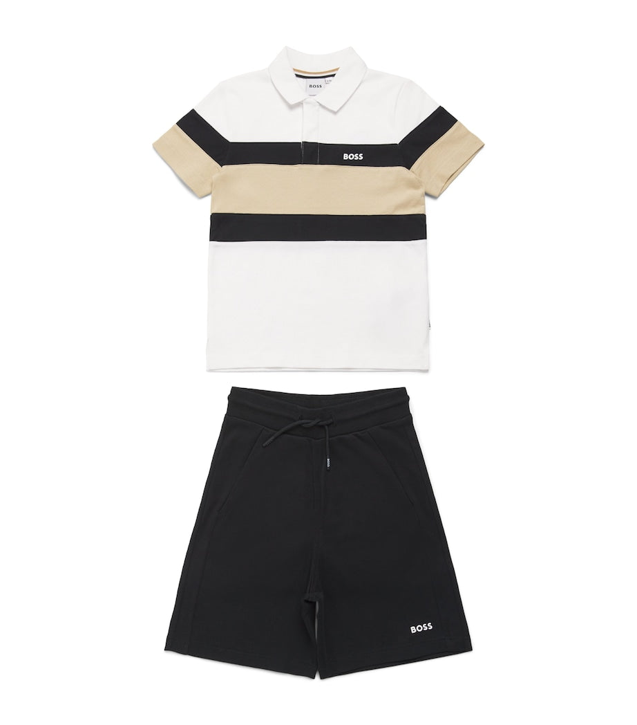 BOSS Kidswear Bermuda polo shirt and shorts set for kids 4-16 years - British product