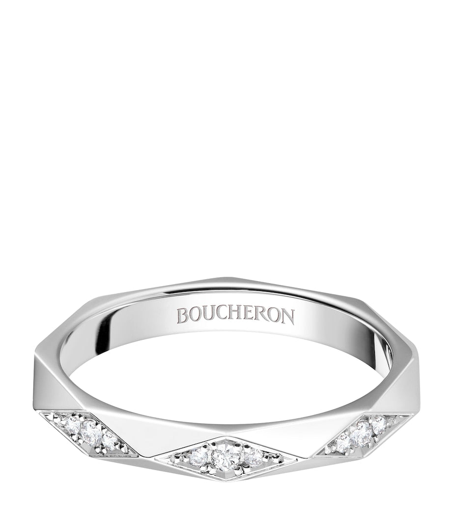 Boucheron platinum diamond Facette wedding band ring UK version