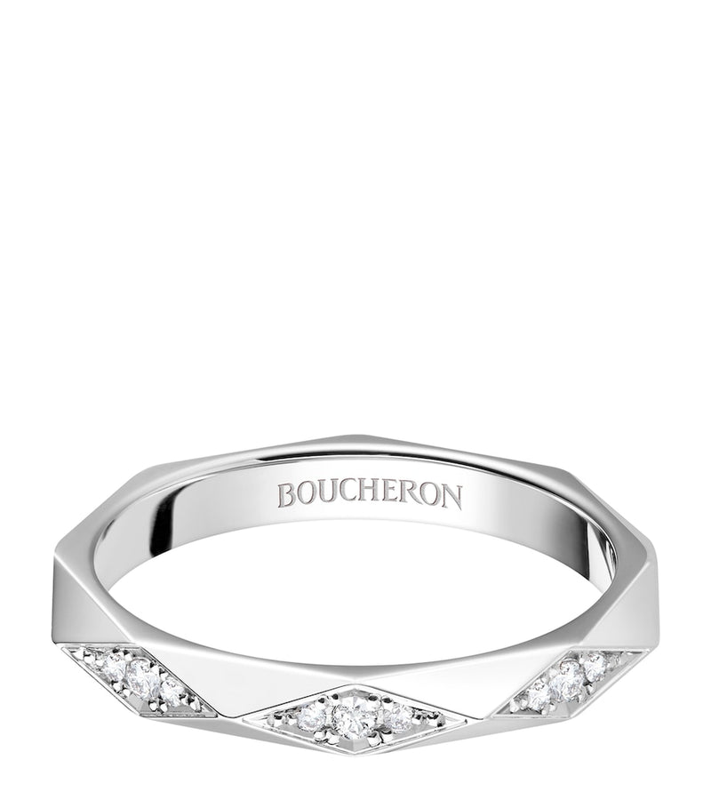 Boucheron platinum diamond Facette wedding band ring UK version