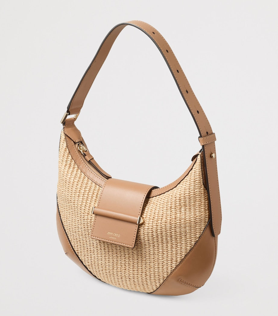 Jimmy Choo small raffia Bar shoulder bag, imported from the UK