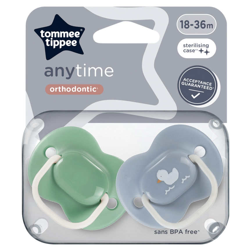 Tommee Tippee Anytime Orthodontic 2 Soothers 18-36m