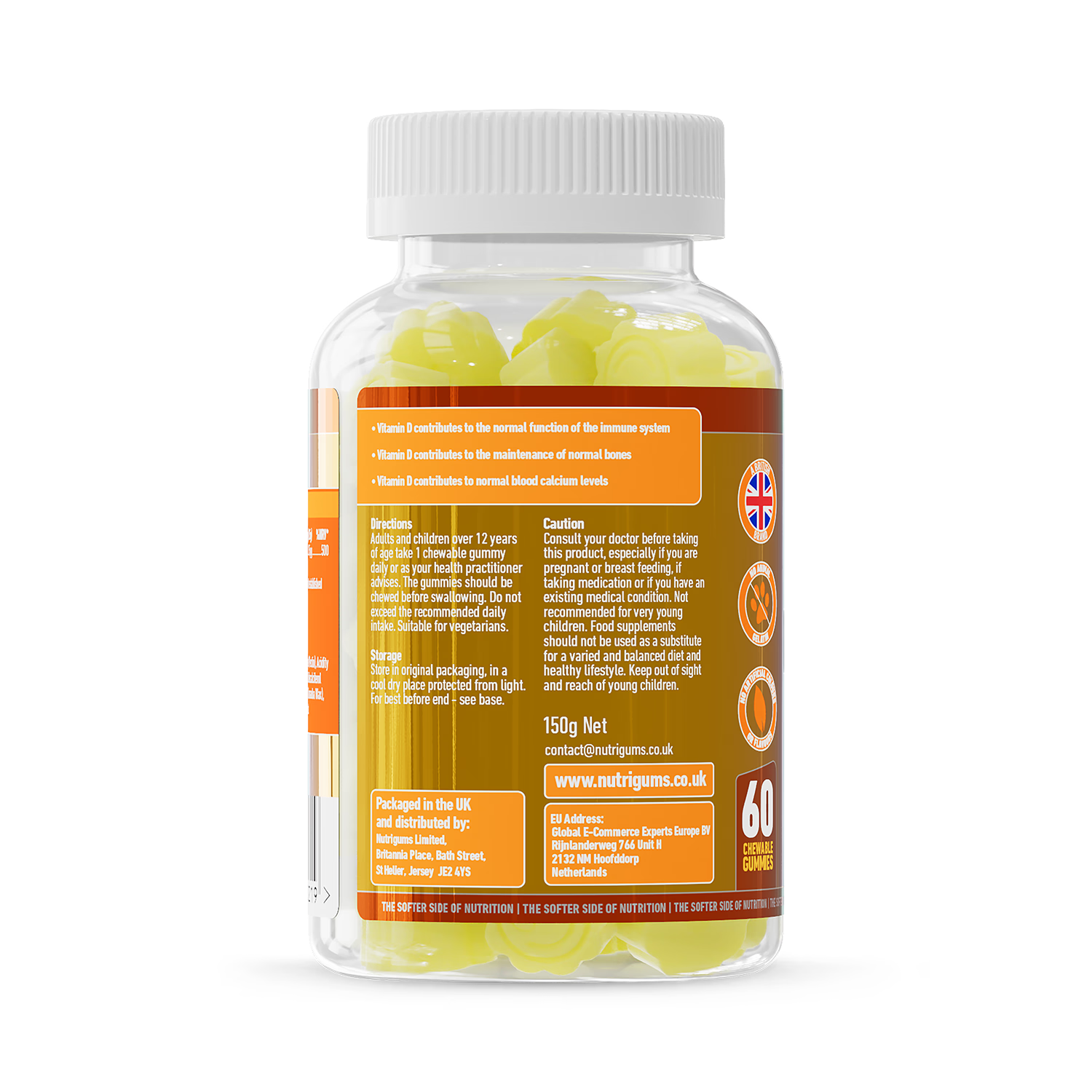 Nutrigums Vitamin D3 gummies 60 count, imported from the UK