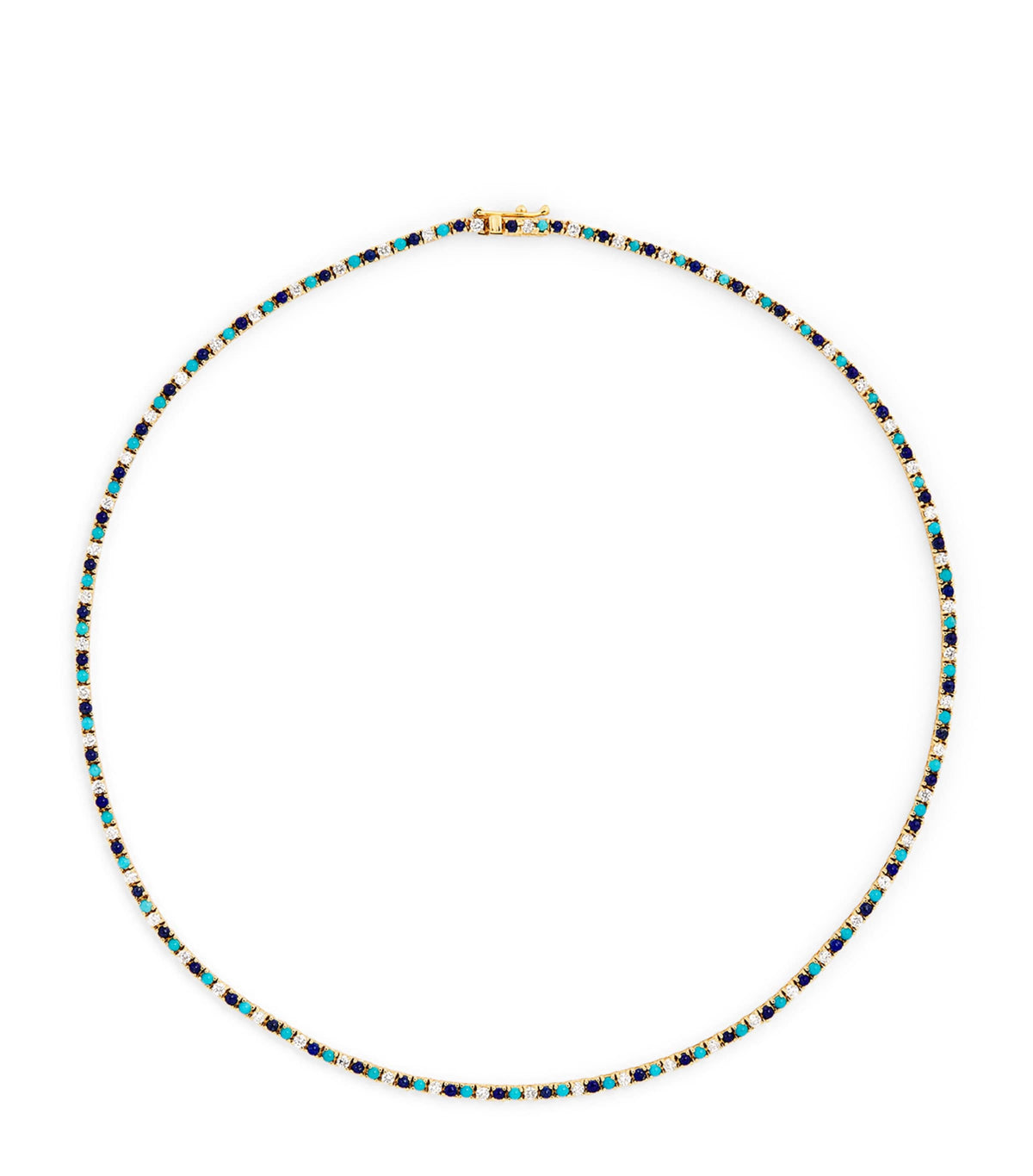 Jennifer Meyer yellow gold diamond turquoise lapis tennis bracelet, UK version