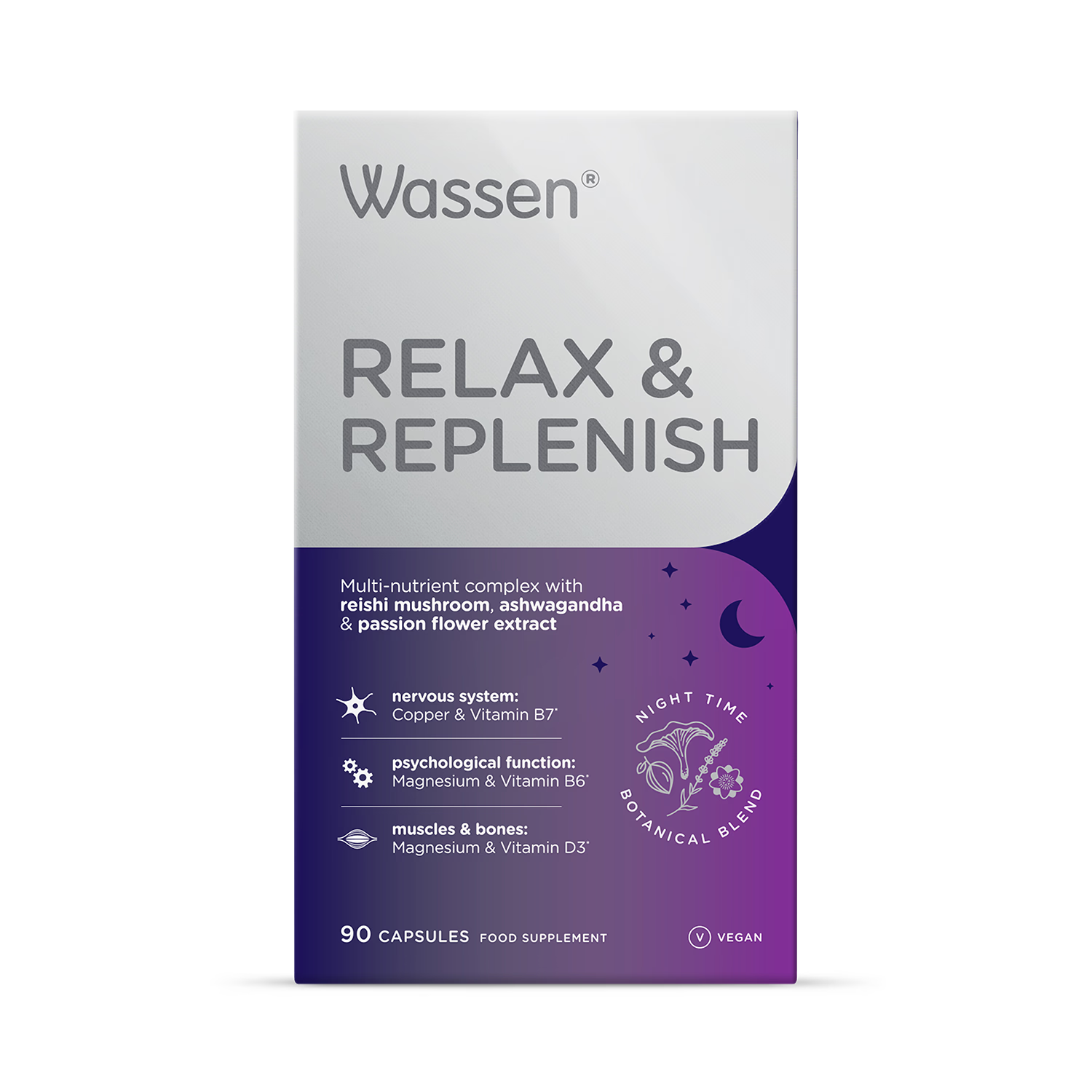Wassen Relax & Replenish night time multinutrient capsules - British product