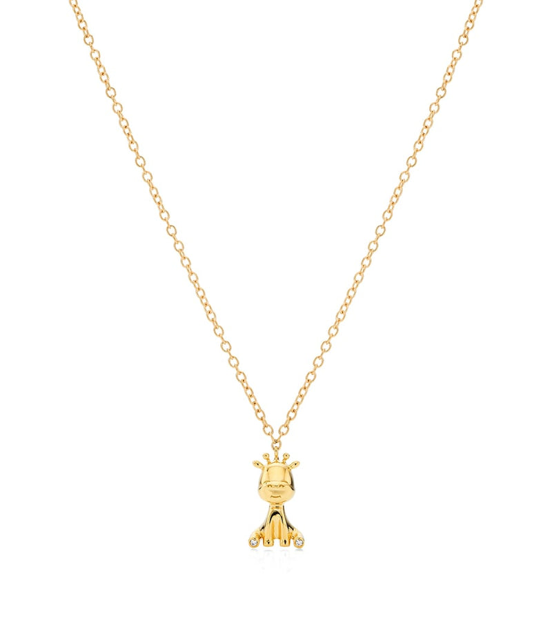 NOA mini yellow gold and diamond giraffe necklace, imported from the UK