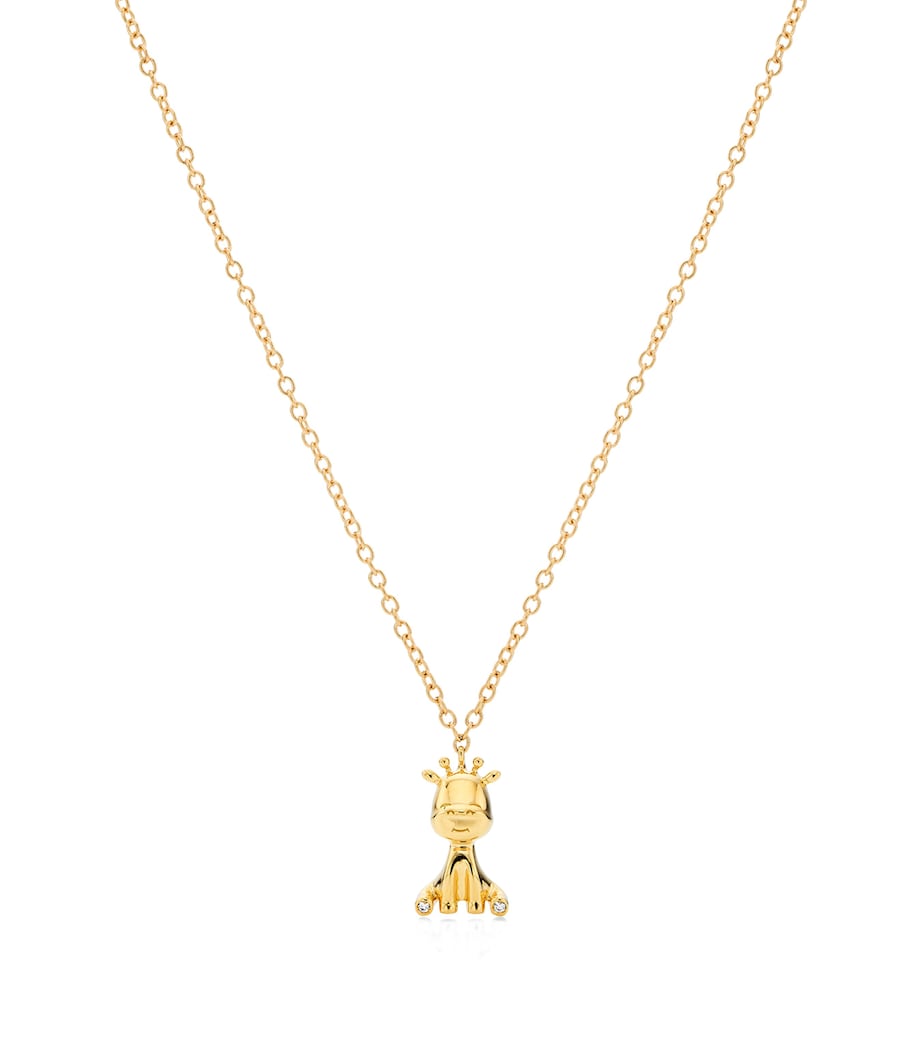 NOA mini yellow gold and diamond giraffe necklace, imported from the UK