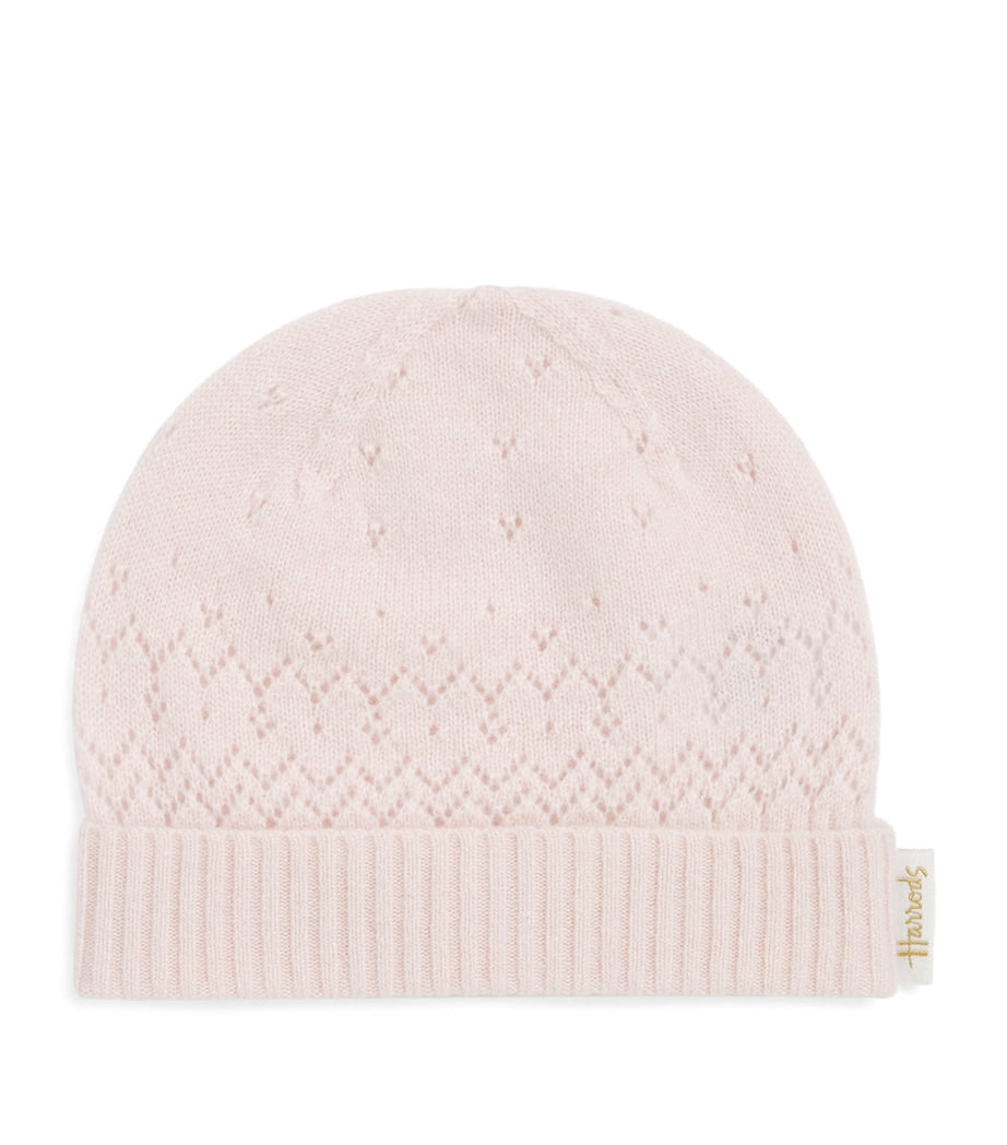 Harrods baby cashmere hat with pointelle detailing, British product