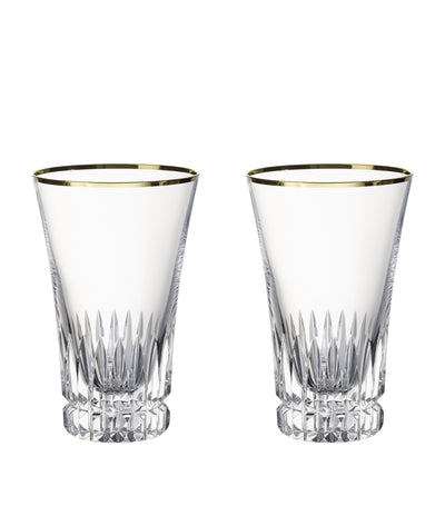 Villeroy & Boch Set of 2 Grand Royal Gold Tall Crystal Glass Tumblers (300ml)