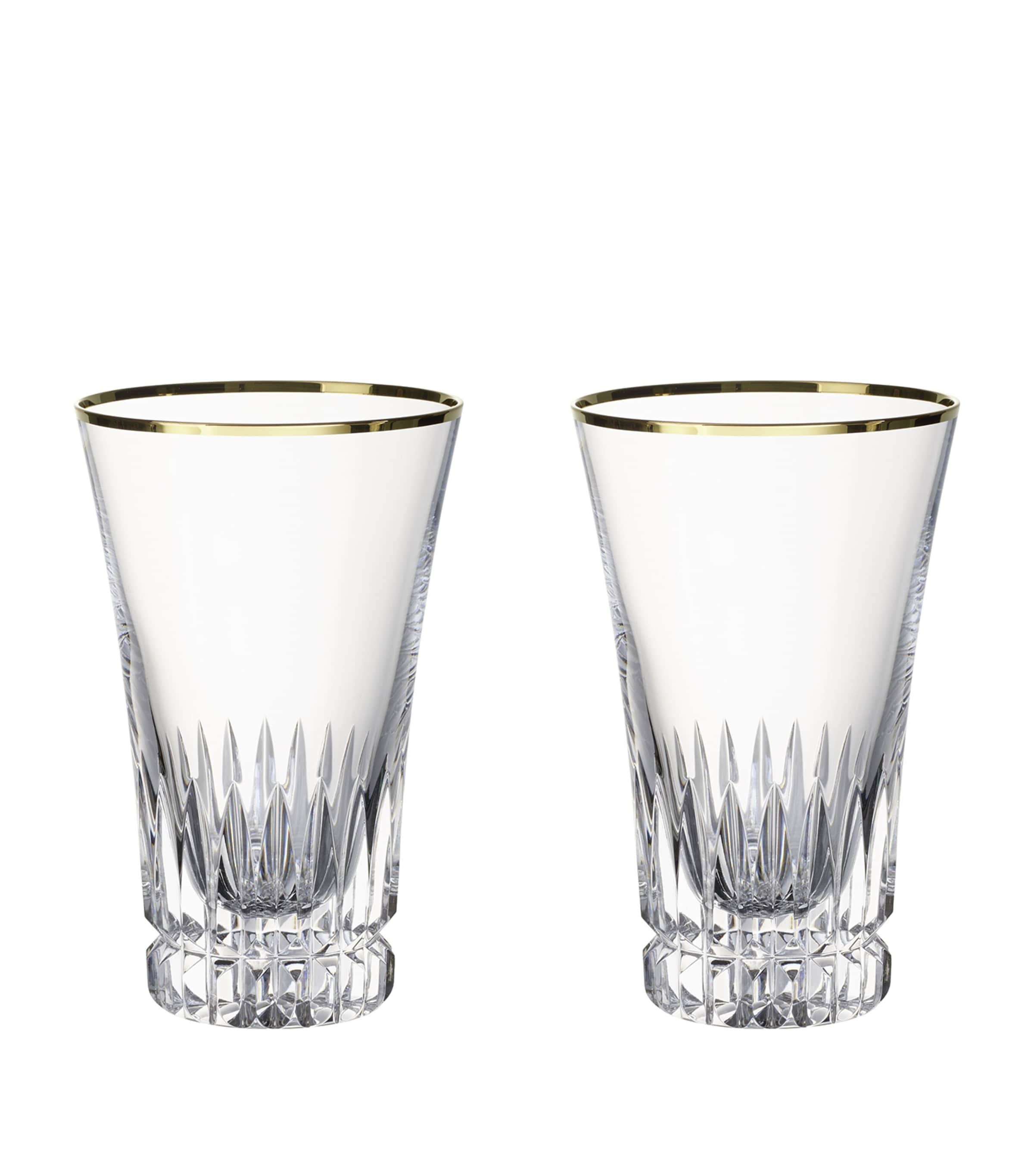 Villeroy & Boch Grand Royal Gold Tall crystal glass tumblers 300ml (British brand)