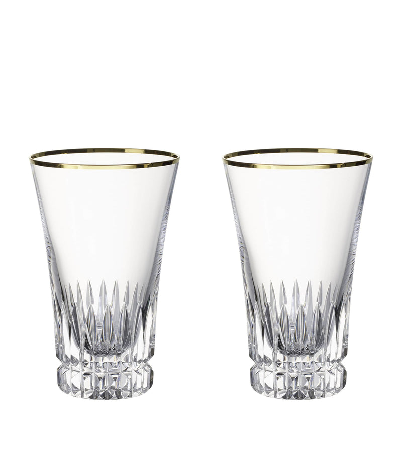 Villeroy & Boch Grand Royal Gold Tall crystal glass tumblers 300ml (British brand)