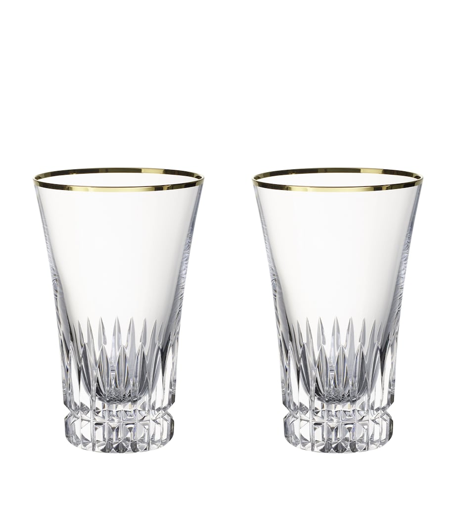 Villeroy & Boch Grand Royal Gold Tall crystal glass tumblers 300ml (British brand)