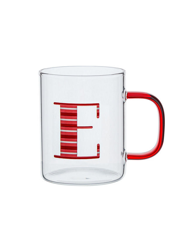 George Home Red Alphabet Glass Mug - E GOODS ASDA   