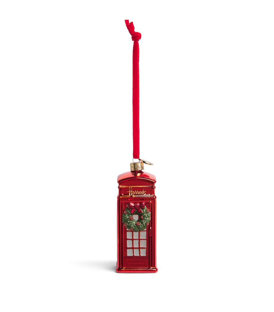 Harrods telephone box wreath tree decoration 11cm, imported from the UK