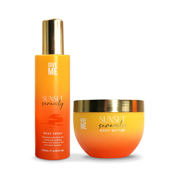 Give Me Sunset Serenity body spray and body butter duo, UK version