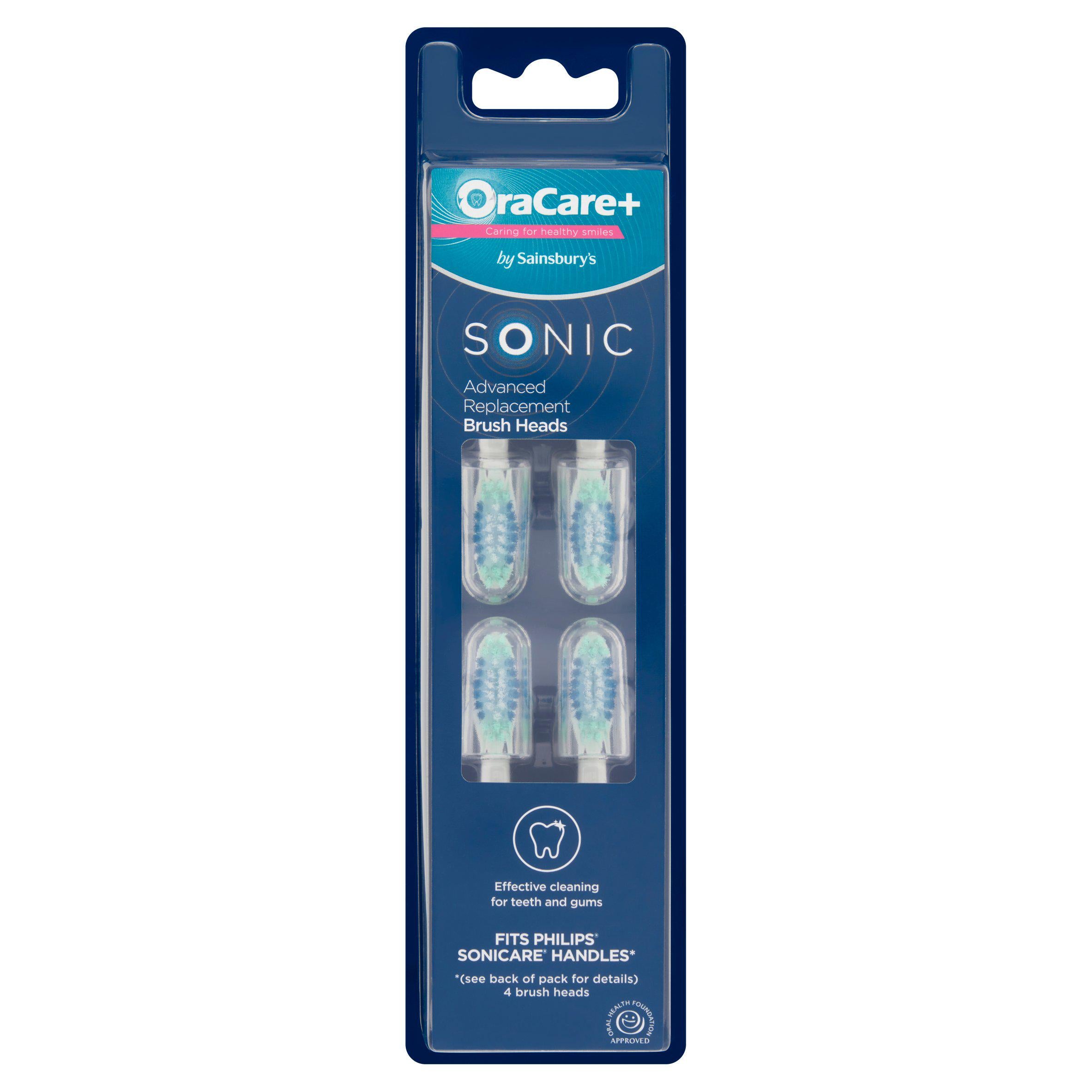 Sainsbury's OraCare+ Sonic Advanced Replacement Brush Heads x4 GOODS Sainsburys   