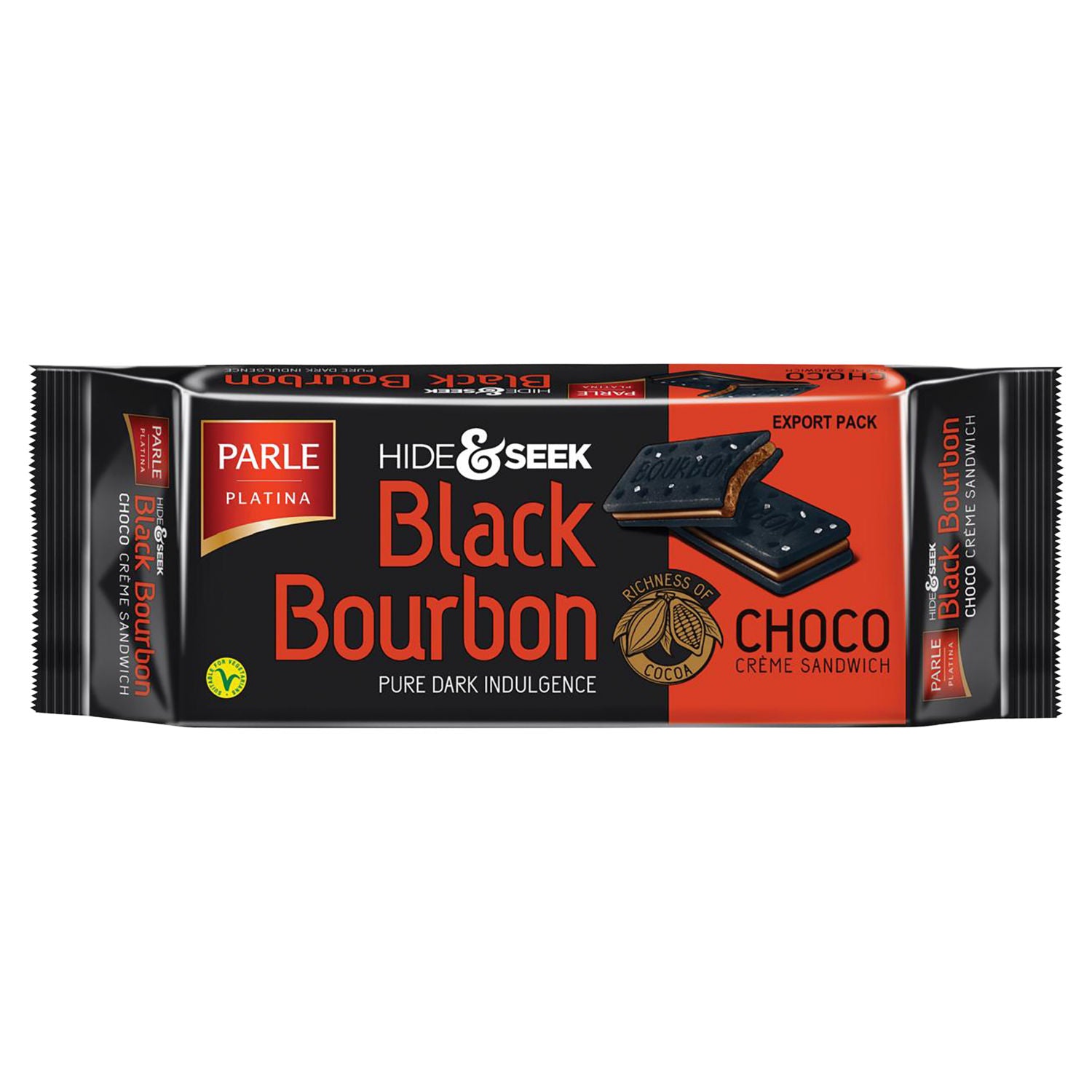 Hide & Seek Black Bourbon choco crème sandwich biscuits 100g - British product