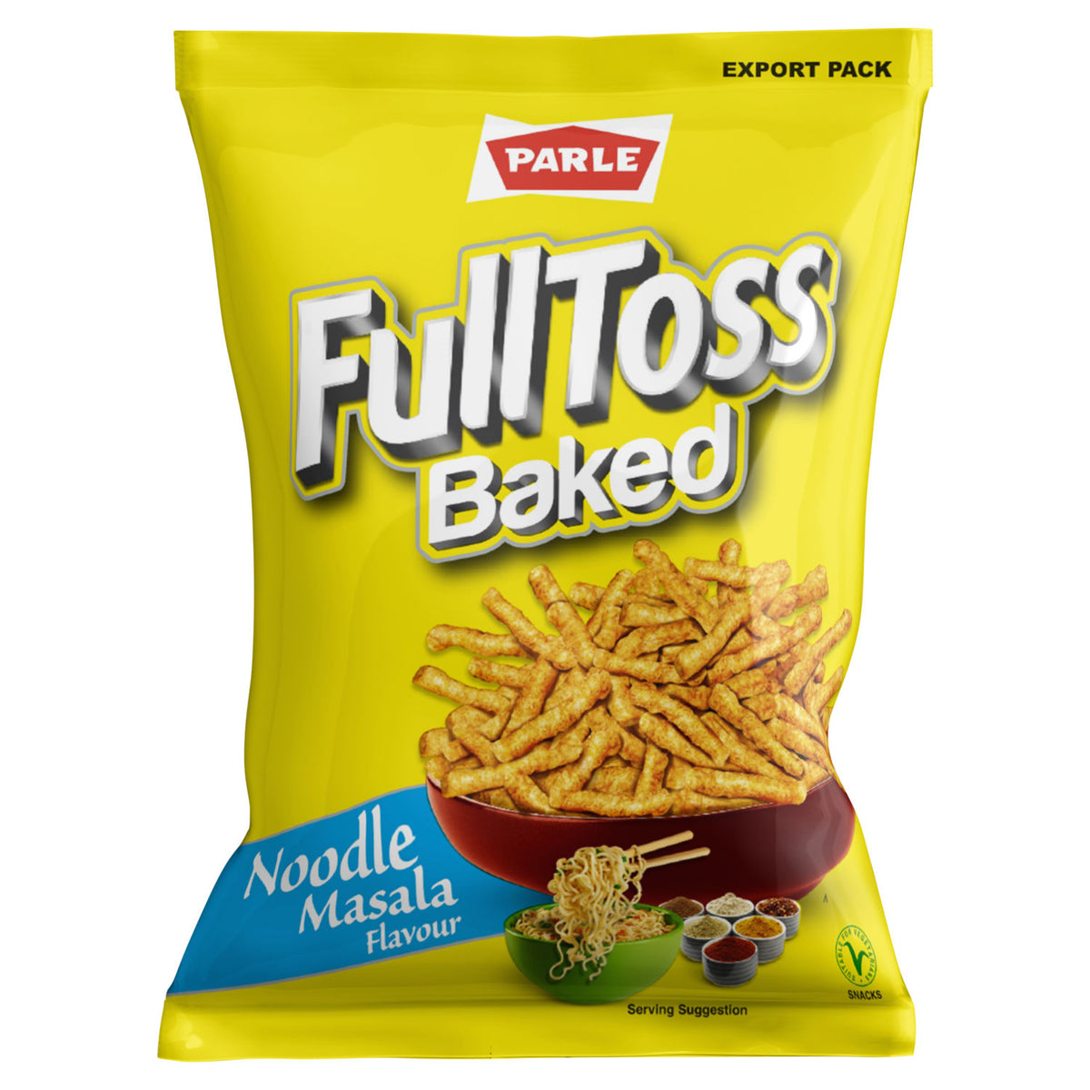 Parle FullToss baked noodle masala snacks 52g, imported from the UK