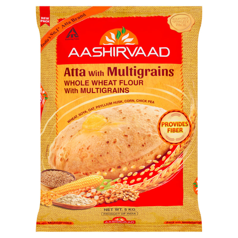 Aashirvaad whole wheat flour with multigrains 5kg, UK version