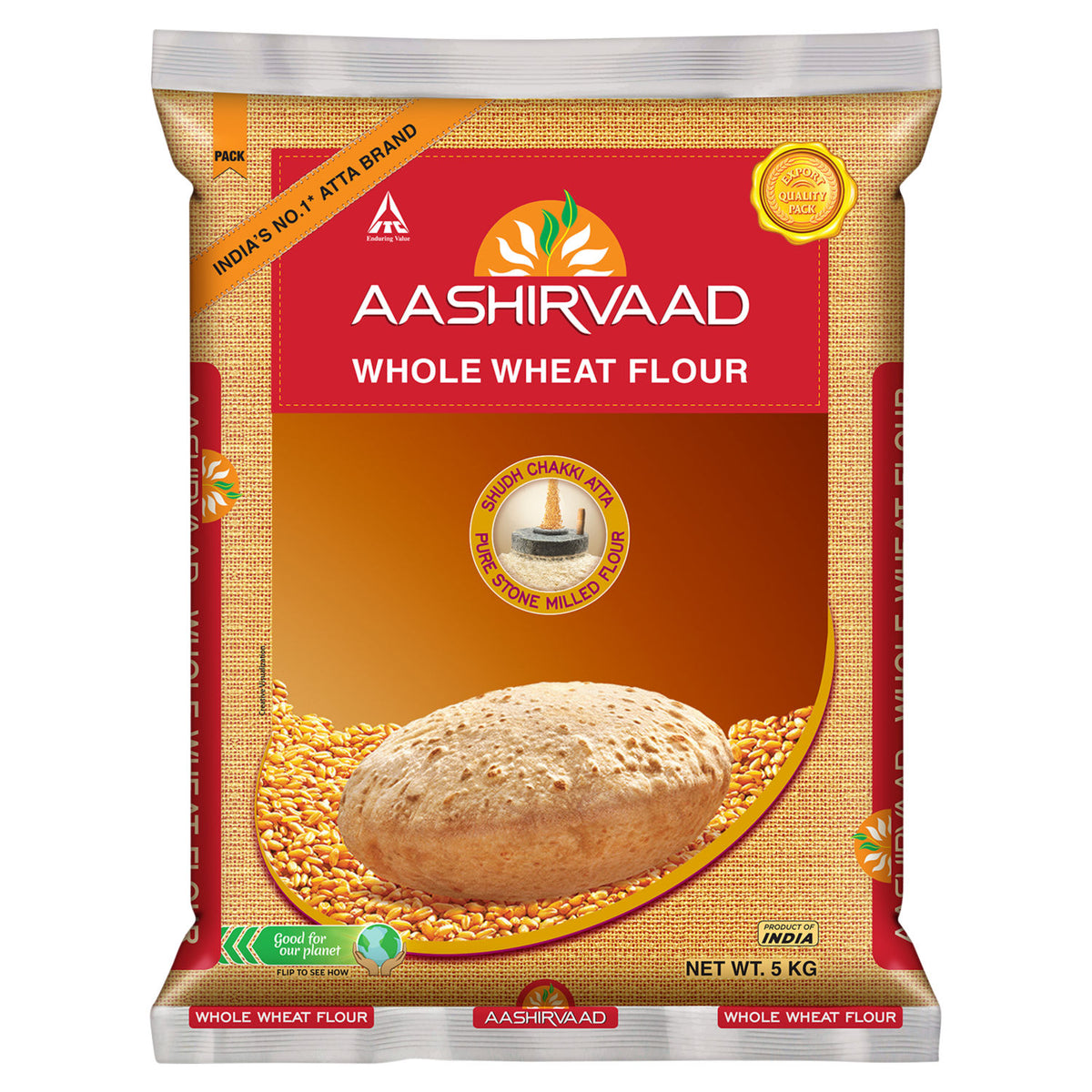 Aashirvaad whole wheat flour 5kg - British product