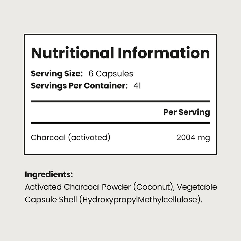 VitaBright charcoal capsules 250 capsules, imported from the UK