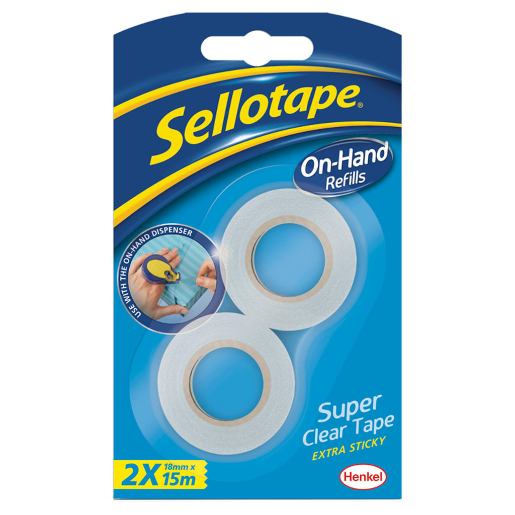 Sellotape On-Hand Dispenser Refills - Super Clear Tape X2 Rolls