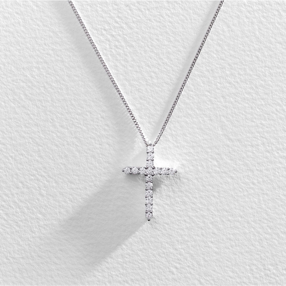 Revere silver cubic zirconia cross pendant necklace - British product